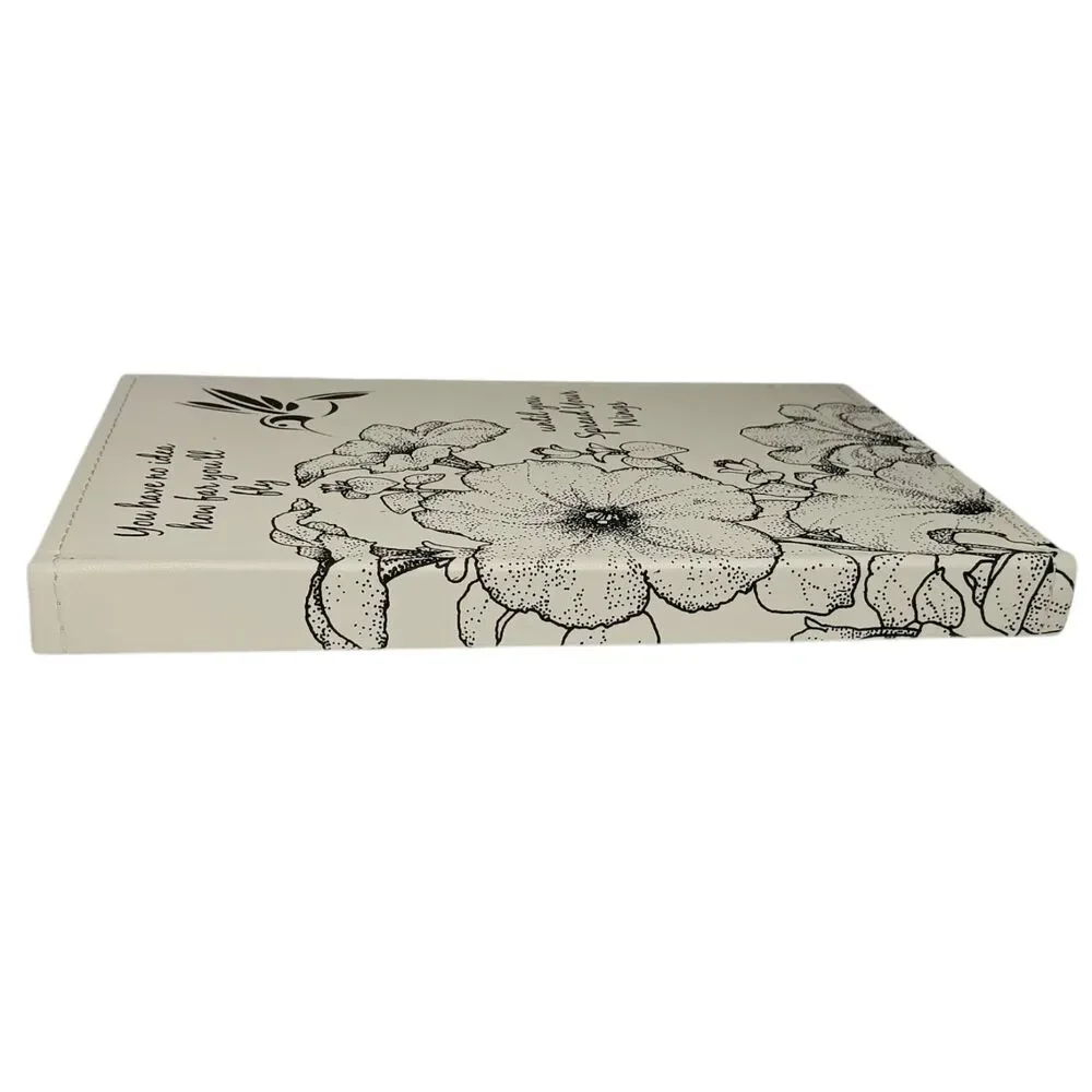 Journal Hummingbird & Flowers On Cover Cream & Black Hardcover 9